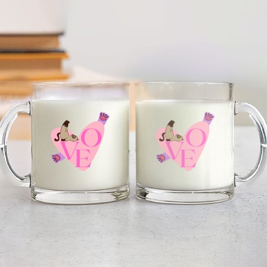 Love Cat nostalgia Glass Mugs