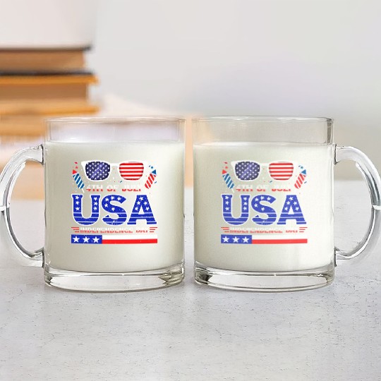 4th July USA Independence Day All American Pride Glass Mugs