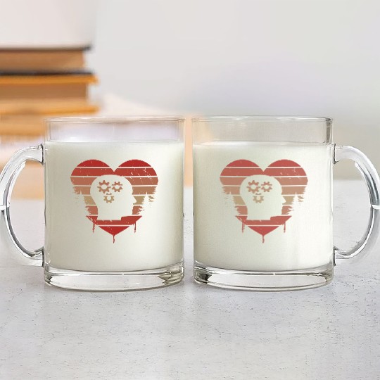Cute Red Vintage Heart Psychology Valentine Day Glass Mugs