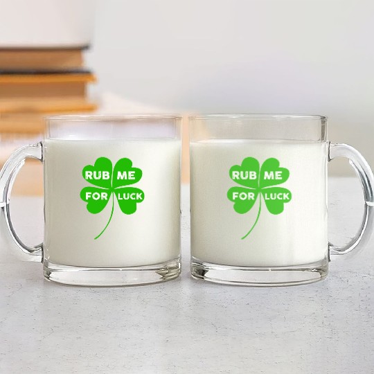 Saint Patrick Rub Me For Luck aesthetic retro Glass Mugs