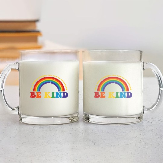 Be Kind Lgbt Q Colorful Rainbow Gay Lesbian Glass Mugs