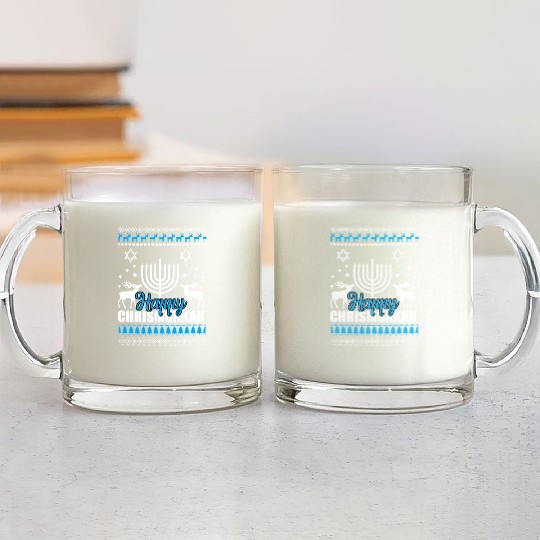 Happy Chrismukkah Ugly Style Glass Mugs