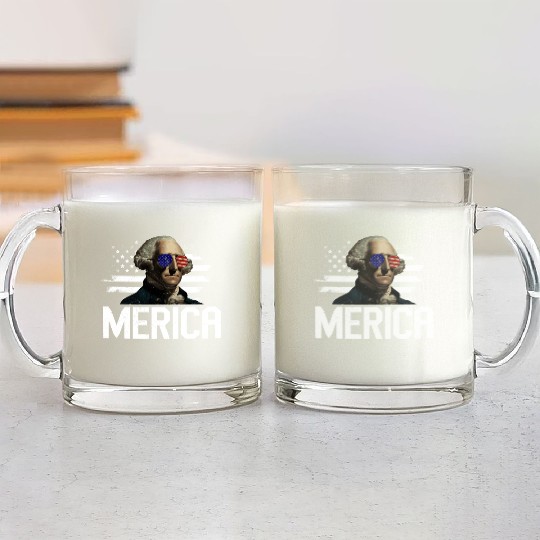 Merica George Washington Independence Day Glass Mugs