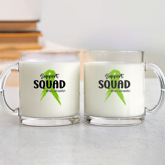 Support Squad Mental Health Awareness Lime Green Glass Mugs