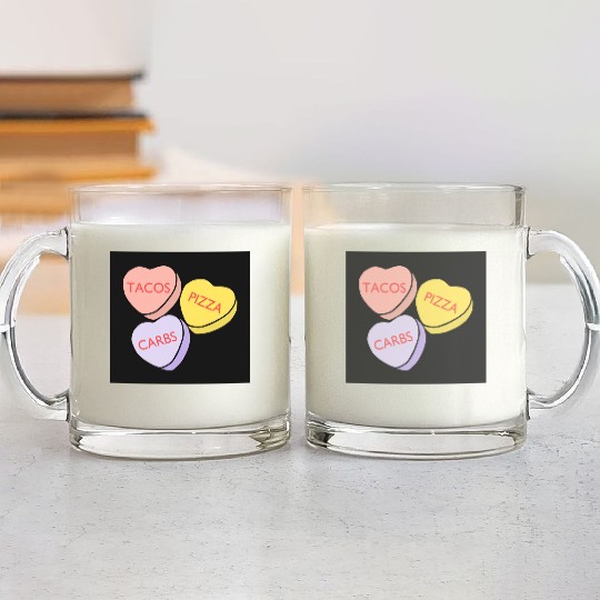 FRONTARTFunny Conversation Hearts Candy Glass Mugs