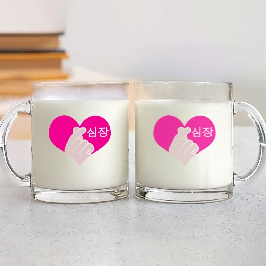 K-Pop K-Drama Heart Hand Korean Pop Music Fan Glass Mugs