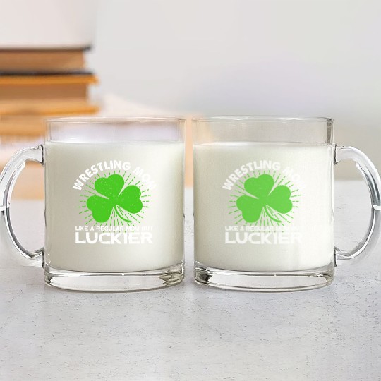 Wrestling Mom St Patrick'S Day Lucky Irish Mama Glass Mugs