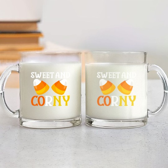 Halloween Design Candy Corn Sweet And Corny Glass Mugs