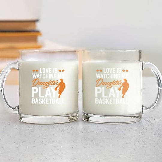 Daughter Basketball Sport Basketball Dad Mom Glass Mugs