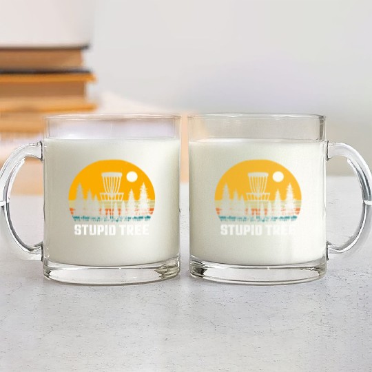 Funny Disc Golf Stupid Tree Art Frisbee Glass Mugs