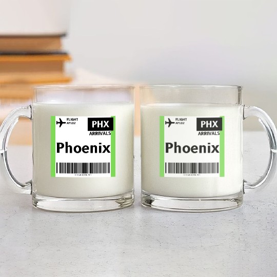 airplane ticket phoenix Glass Mugs