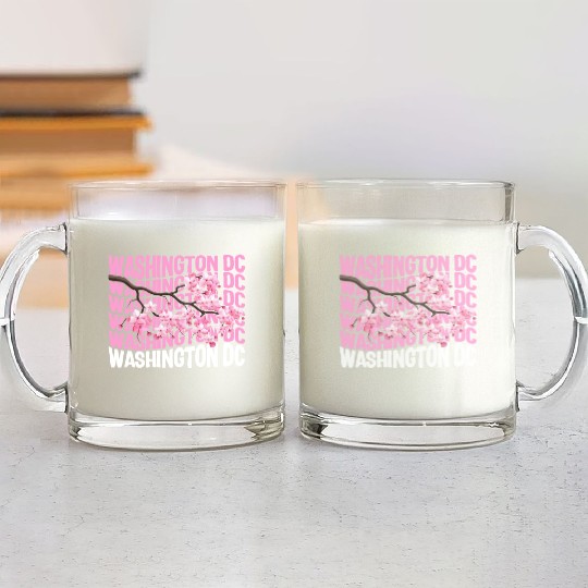 Washington DC Glass Mugs, Cherry Blossom Floral Pop