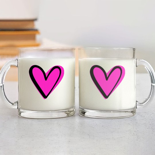 Pink Heart nature Glass Mugs