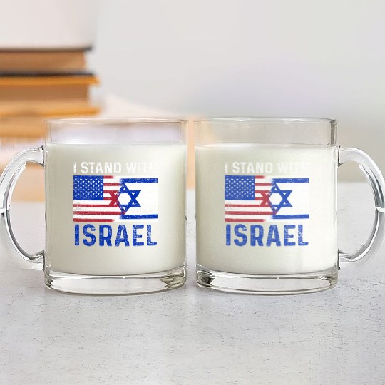 Us Flag I Stand With Israel Glass Mugs