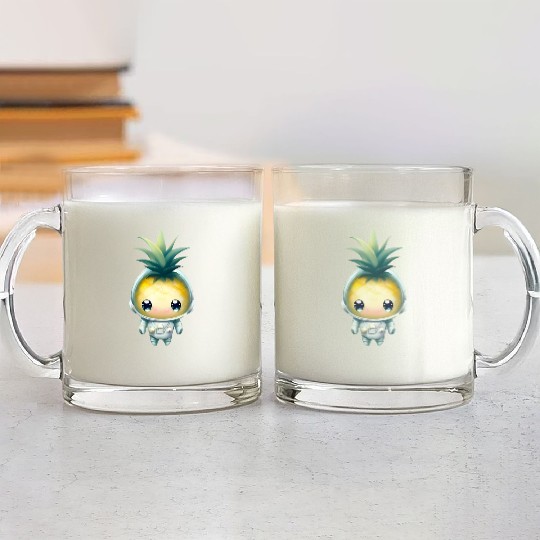 Kawaii astronauts pineapple Glass Mugs