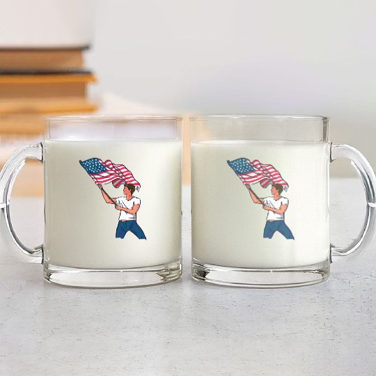 Waving Usa Flag Glass Mugs