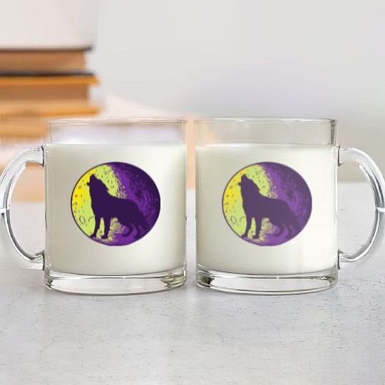 Howling wolf in the moon cool Glass Mugs