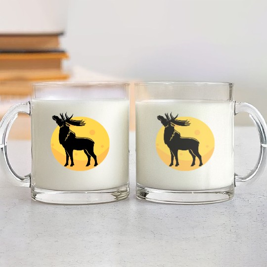 moose elk deer in the moon light Glass Mugs