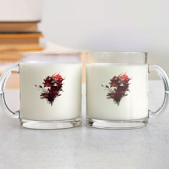 Red Flowers of Love: The Rose's Embrace Glass Mugs