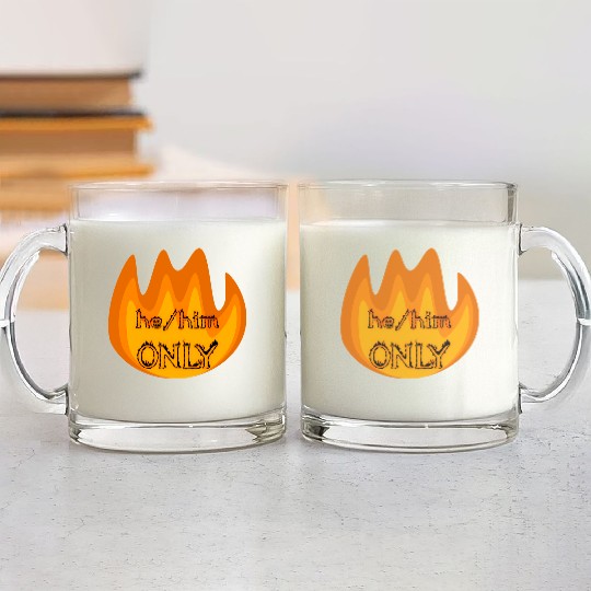 on fire: he/him only Glass Mugs