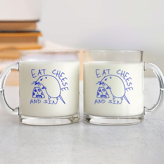 Eat cheese and sin Glass Mugs
