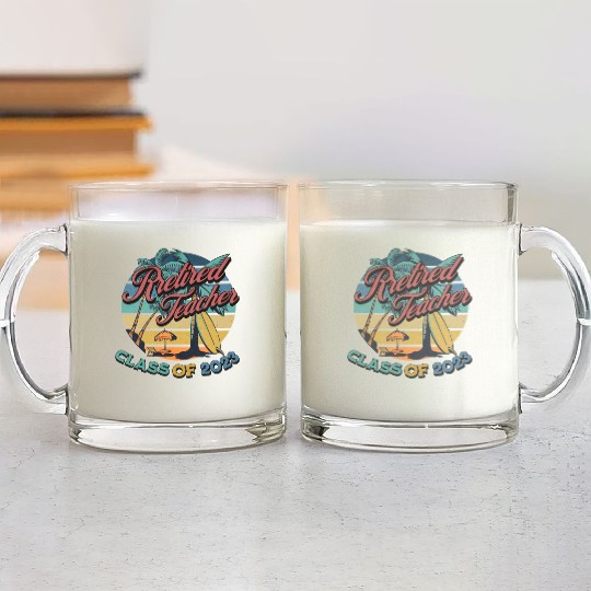 Vintage Retirement Retired Teacher Class Of 2023 Glass Mugs