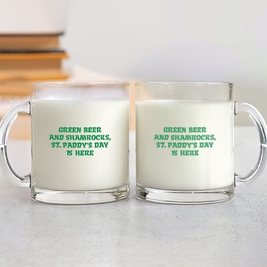 Green Beer And Shamrocks Glass Mugs
