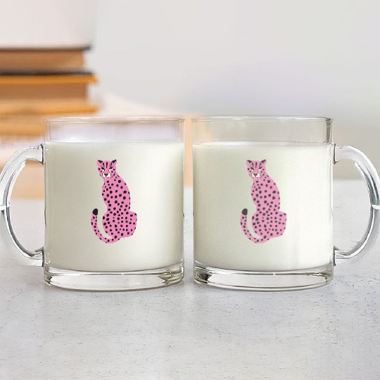 Pink Cheetah Glass Mugs