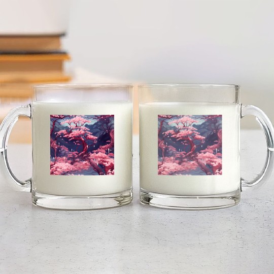 Anime Euphoria: Fantasy Cherry Blossom Dreamscape Glass Mugs