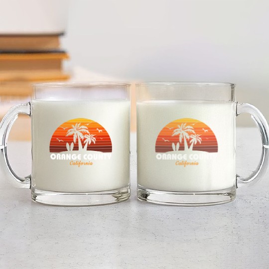 Retro Orange County California Sunset Cool Glass Mugs