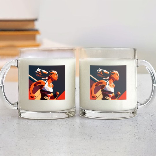 Sport Girl Running Glass Mugs