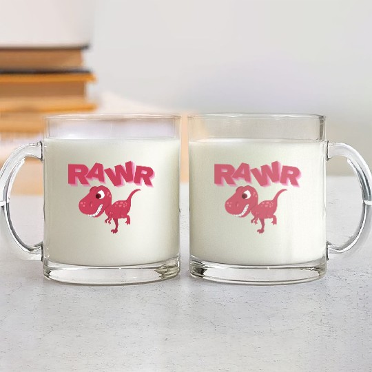 Rawr Cute Rex Dino Extinct Lover Tyrannosaurus Glass Mugs