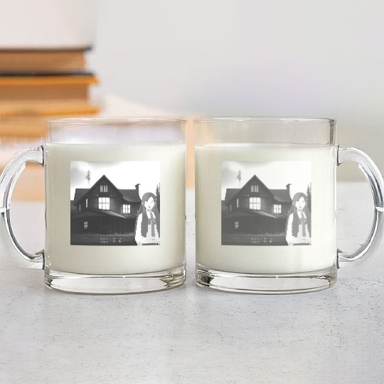 Is a haunted house??? (Black and white version) Glass Mugs