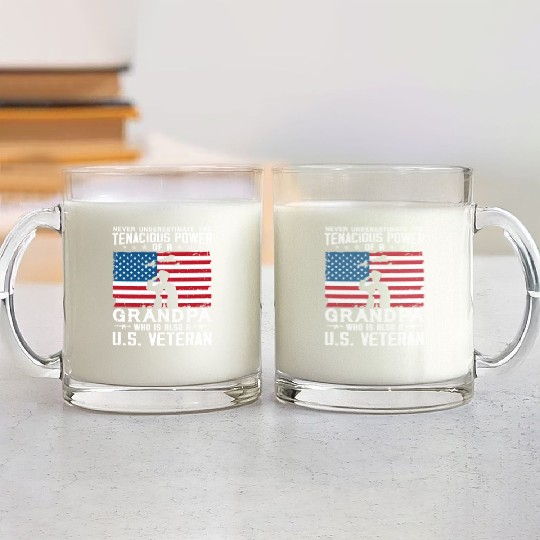 US Army Veteran Grandpa Glass Mugs