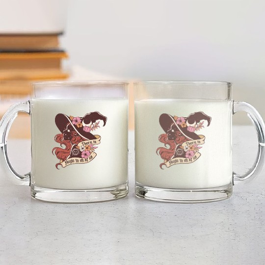 Cute Witch There Is Magic In All Of Us Halloween Glass Mugs