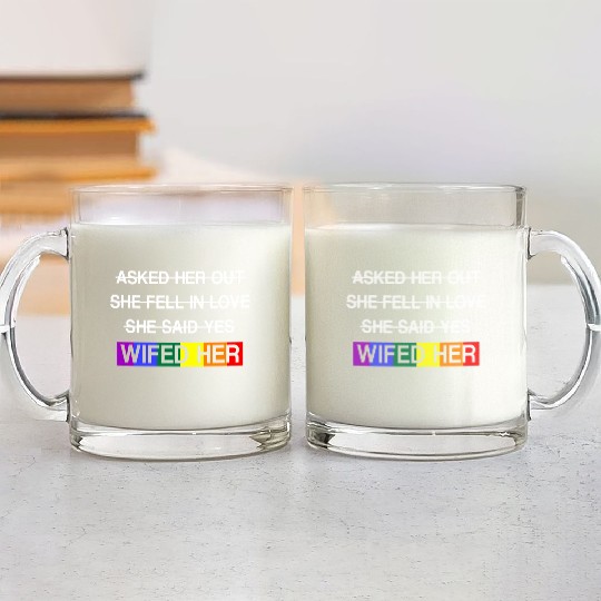 Her Lgbtq Romantic Lesbian Wedding Day Glass Mugs