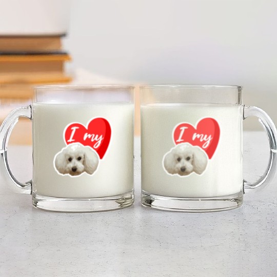 Cute poodle design makes the hearts beat faster Glass Mugs