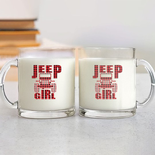 Jeep Girl Jeep Red Plaid Buffalo Jeeps Lover Glass Mugs