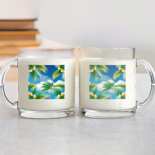 Tropical Whispering Palm Trees Glass Mugs