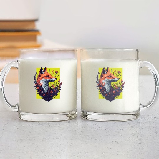 FLOWER FOX YELLOW Glass Mugs