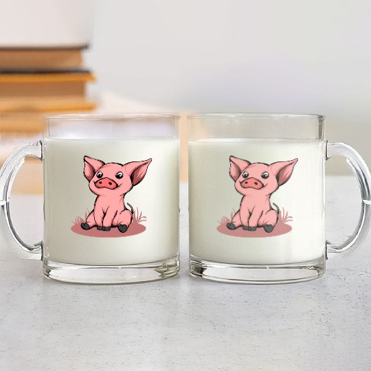 Cute Funny Happy Piglet Graphic Pig Lover Gift Glass Mugs