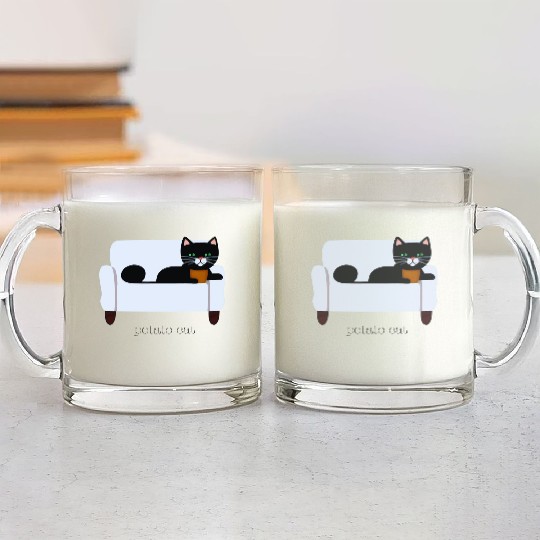 potato cat Glass Mugs