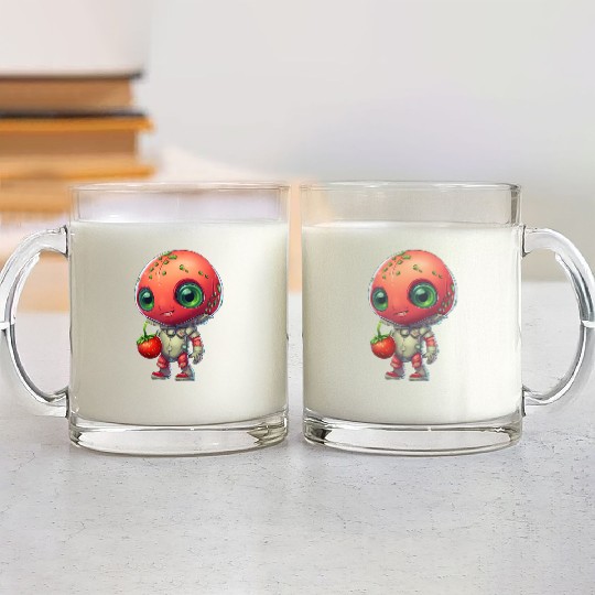 Red Alien Strawberry: Cute Fusion Glass Mugs