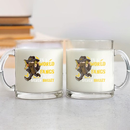 Vampire Hunter Undead Slayer Stake and Cross Glass Mugs