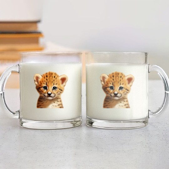 Baby cheetah portrait Glass Mugs