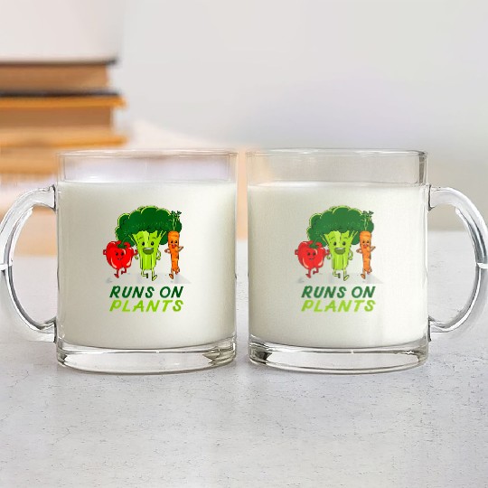 runs on plants vegan vegetarian runner broccoli gi Glass Mugs