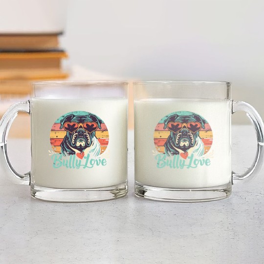 Dog Love Bully Retro Glass Mugs Dog owner Bully lover