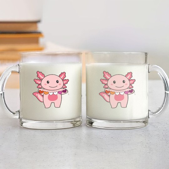 Lesbian Flag Lesbian Pride Lgbtq Axolotl Glass Mugs
