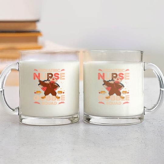 Pediatric Nurse Gobble Squad Glass Mugs