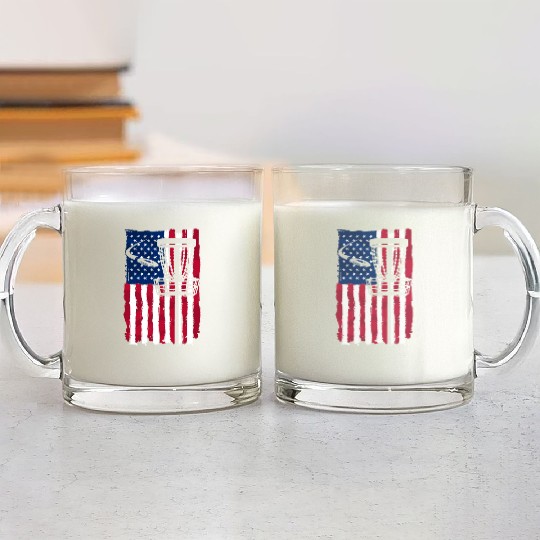 Disc Golf USA Flag American Folf Frolf Men Women Glass Mugs